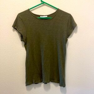 Zara army green knit tee Cap sleeves